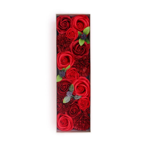 Coffret Long Fleurs de Savon – Roses Rouges Classiques
