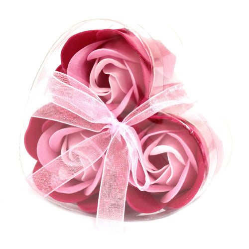 Bouquet de Savon Roses – Coffret Cœur de 3 Fleurs