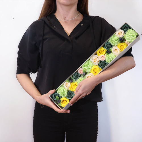 Coffret Fleurs de Savon Extra Long – Célébrations de Printemps Jaune & Vert