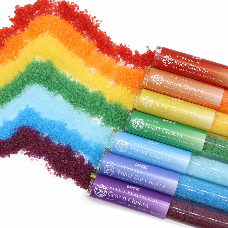 Sels de Bain Chakra – Coffret de 7 Fioles