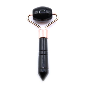 Mini Rouleau de Massage Visage en Pierre – Obsidienne Noire