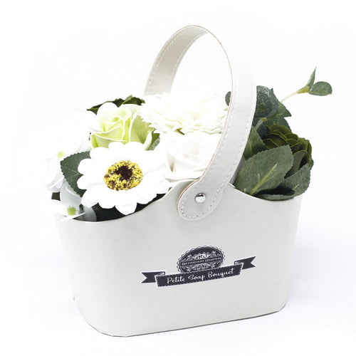 Bouquet Fleurs de Savon Petit Panier – Vert Pastel