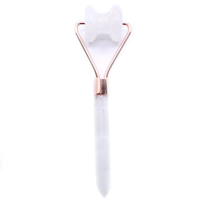 Rouleau de Massage Mâchoire en Quartz Blanc