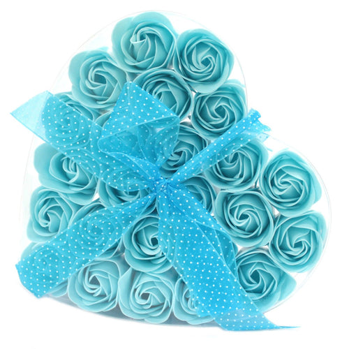 Coffret Cœur de 24 Savons Fleurs – Roses Bleues