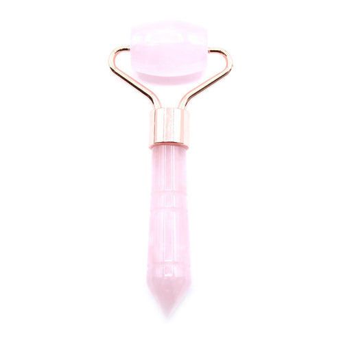 Mini Rouleau de Massage Visage en Quartz Rose